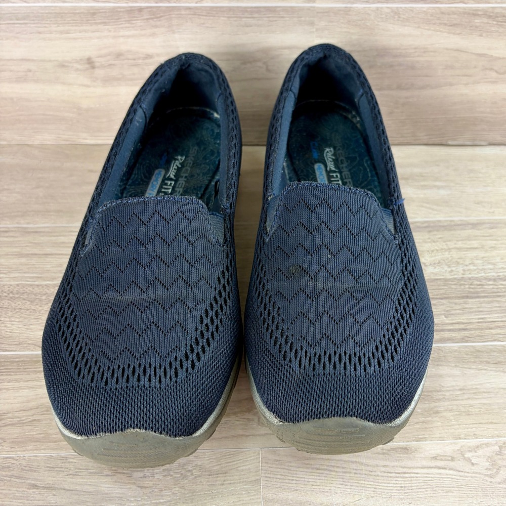 Skechers Reggae Fest Willow Navy Blue Mesh Slip On Relaxed Fit Shoes Womens 6.5